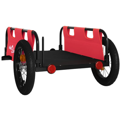 Bike Trailer Red Oxford Fabric and Iron