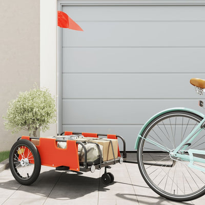 Bike Trailer Orange Oxford Fabric and Iron