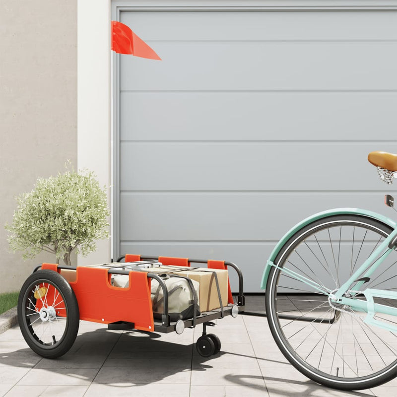 Bike Trailer Orange Oxford Fabric and Iron