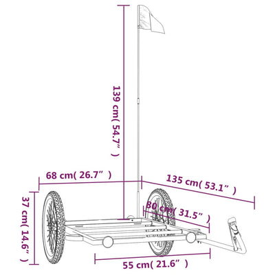 Bike Trailer Black 135x68x37 cm Iron