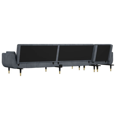 L-shaped Sofa Bed Dark Grey 275x140x70 cm Velvet