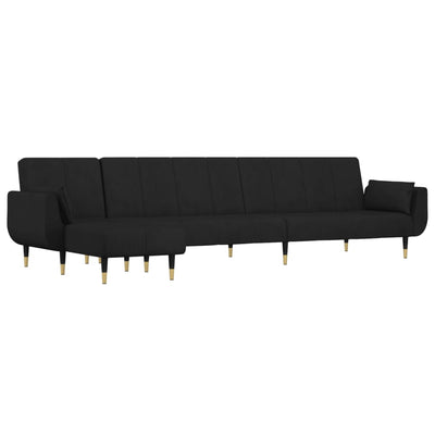 L-shaped Sofa Bed Black 275x140x70 cm Velvet