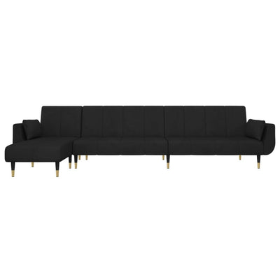 L-shaped Sofa Bed Black 275x140x70 cm Velvet