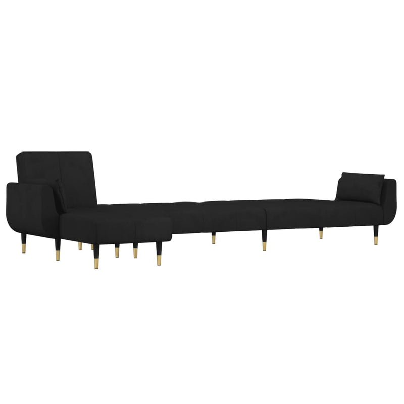 L-shaped Sofa Bed Black 275x140x70 cm Velvet