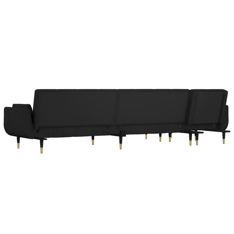 L-shaped Sofa Bed Black 275x140x70 cm Velvet