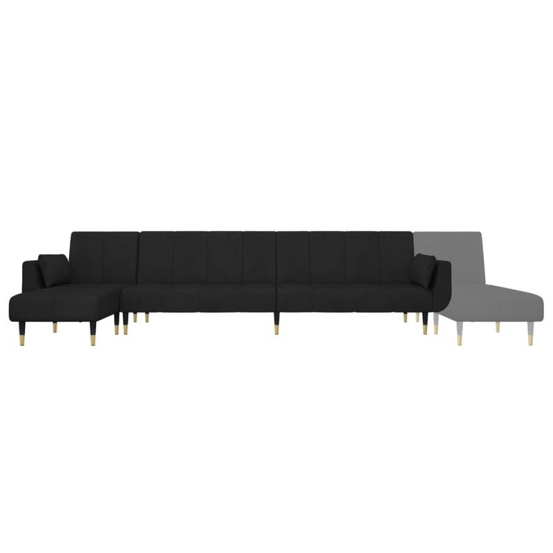 L-shaped Sofa Bed Black 275x140x70 cm Velvet