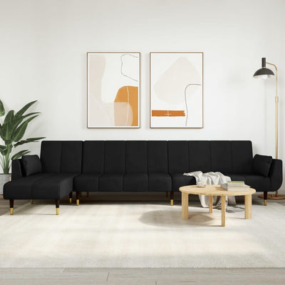 L-shaped Sofa Bed Black 275x140x70 cm Velvet