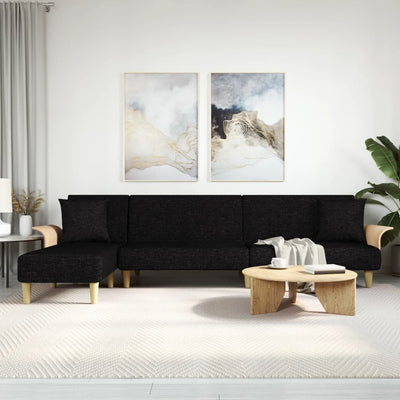 L-shaped Sofa Bed Black 279x140x70 cm Fabric