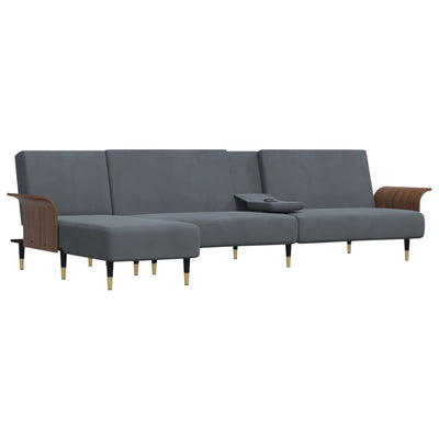L-shaped Sofa Bed Dark Grey 279x140x70 cm Velvet