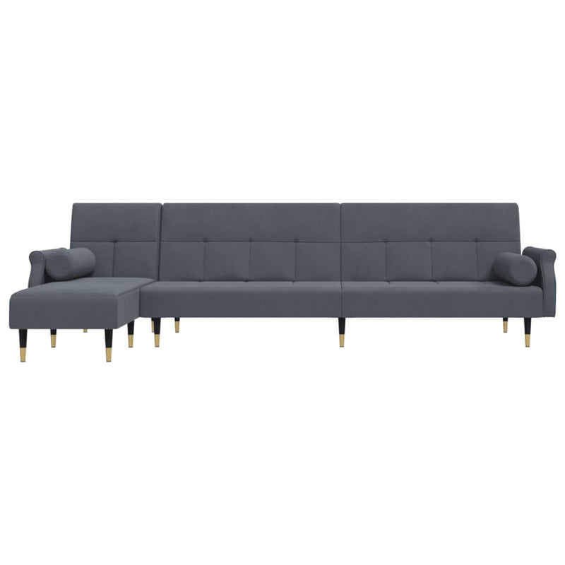 L-shaped Sofa Bed Dark Grey 271x140x70 cm Velvet