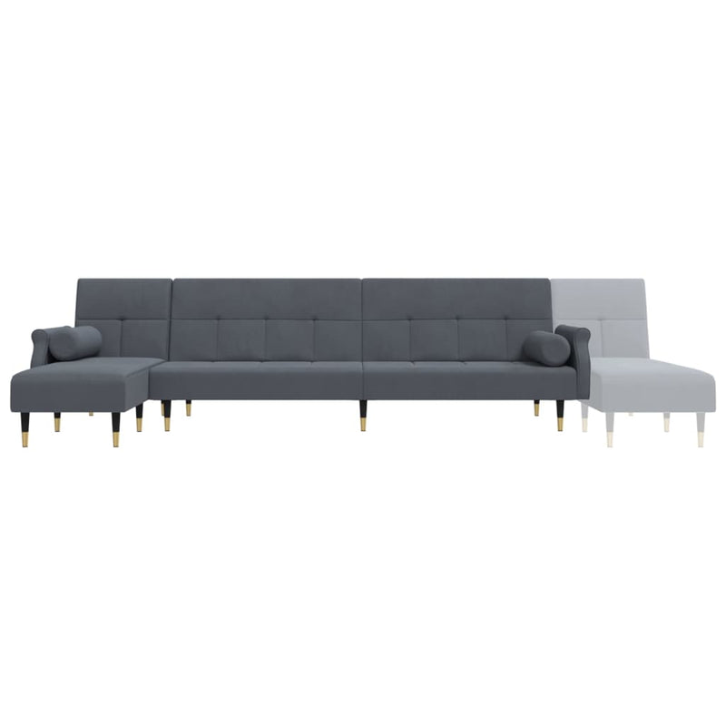 L-shaped Sofa Bed Dark Grey 271x140x70 cm Velvet