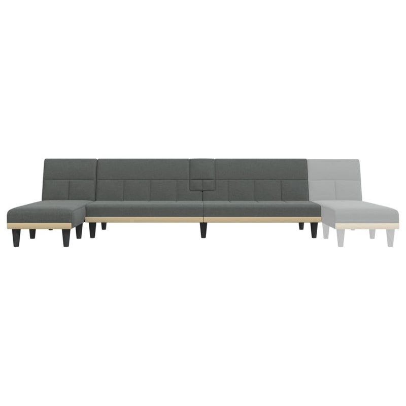 L-shaped Sofa Bed Dark Grey 255x140x70 cm Fabric