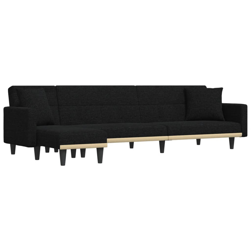 L-shaped Sofa Bed Black 275x140x70 cm Fabric