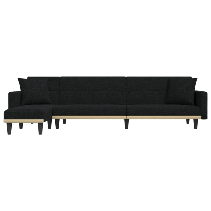 L-shaped Sofa Bed Black 275x140x70 cm Fabric