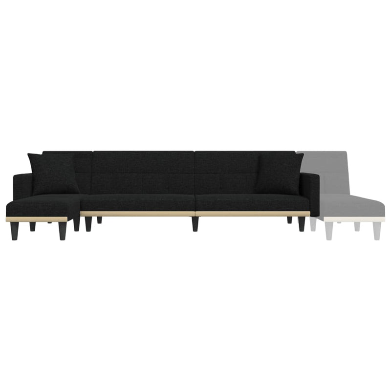 L-shaped Sofa Bed Black 275x140x70 cm Fabric