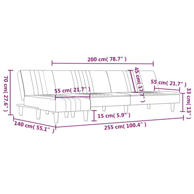 L-shaped Sofa Bed Dark Grey 255x140x70 cm Fabric