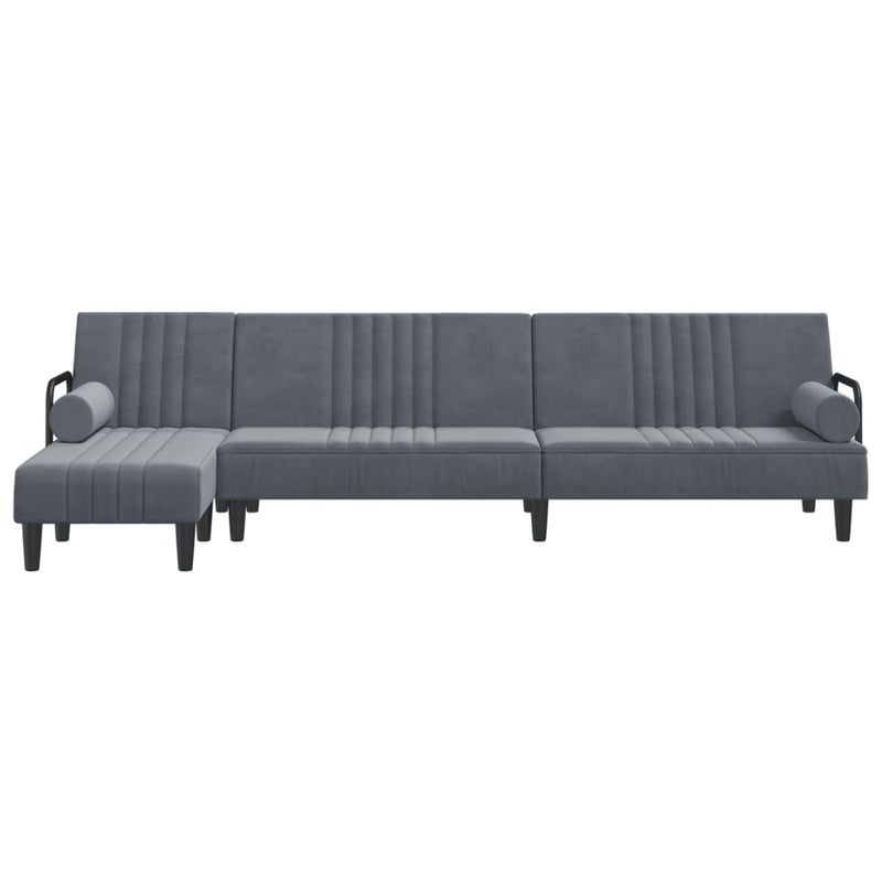 L-shaped Sofa Bed Dark Grey 260x140x70 cm Velvet