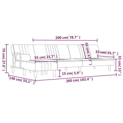 L-shaped Sofa Bed Dark Grey 260x140x70 cm Velvet