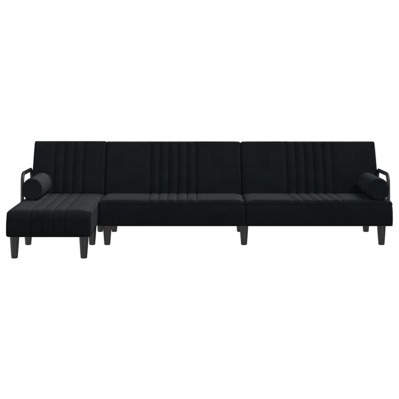 L-shaped Sofa Bed Black 260x140x70 cm Velvet