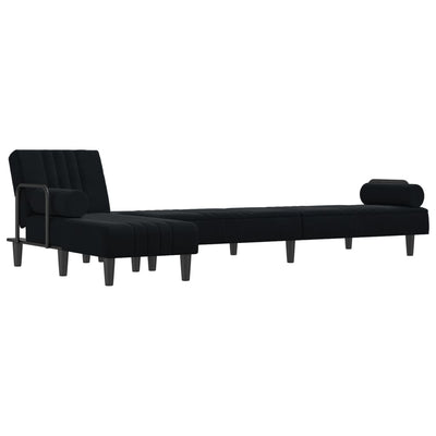 L-shaped Sofa Bed Black 260x140x70 cm Velvet