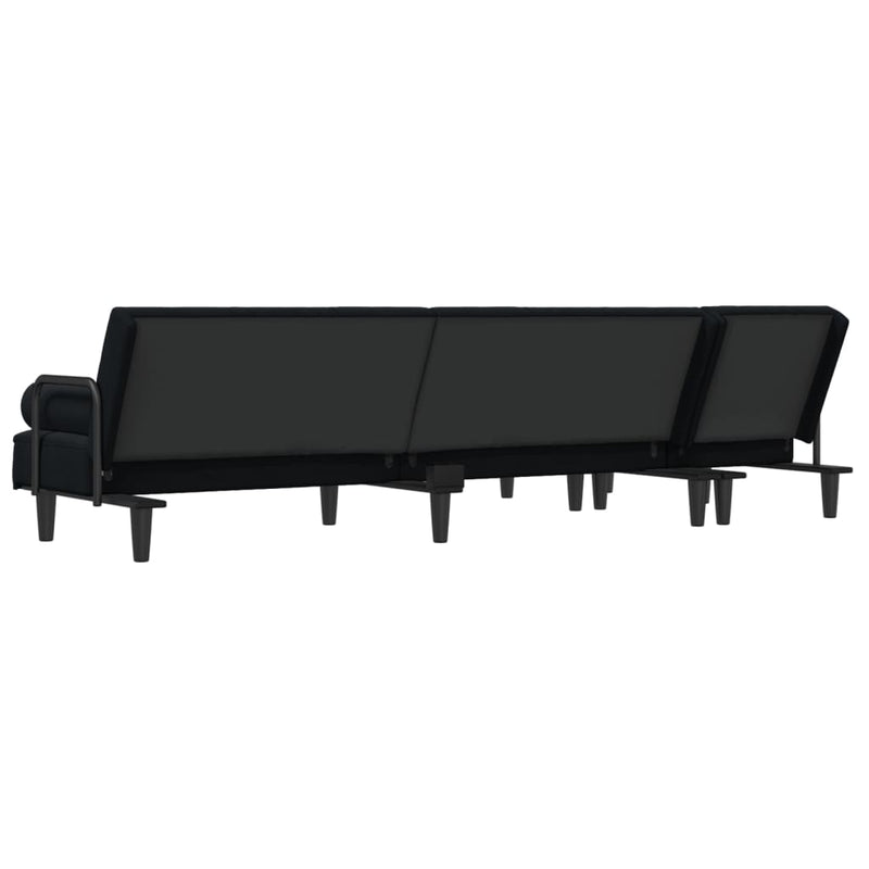 L-shaped Sofa Bed Black 260x140x70 cm Velvet