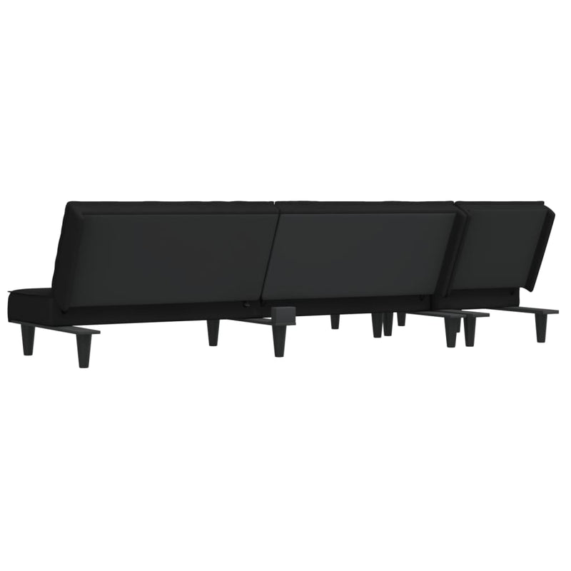 L-shaped Sofa Bed Black 255x140x70 cm Velvet