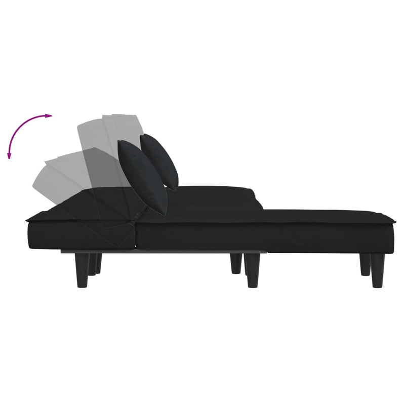 L-shaped Sofa Bed Black 255x140x70 cm Velvet