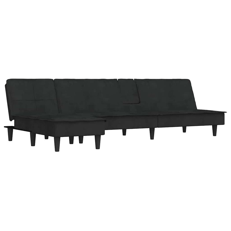 L-shaped Sofa Black 255x140x70 cm Velvet