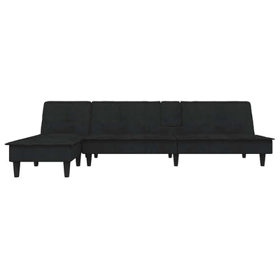 L-shaped Sofa Black 255x140x70 cm Velvet