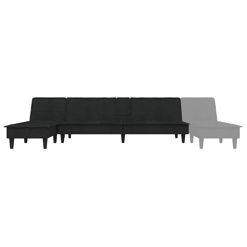 L-shaped Sofa Black 255x140x70 cm Velvet