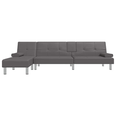 L-shaped Sofa Bed Grey 255x140x70 cm Faux Leather