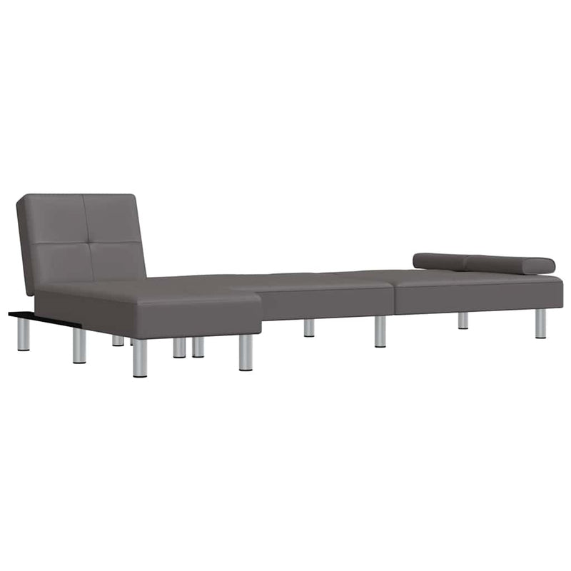 L-shaped Sofa Bed Grey 255x140x70 cm Faux Leather