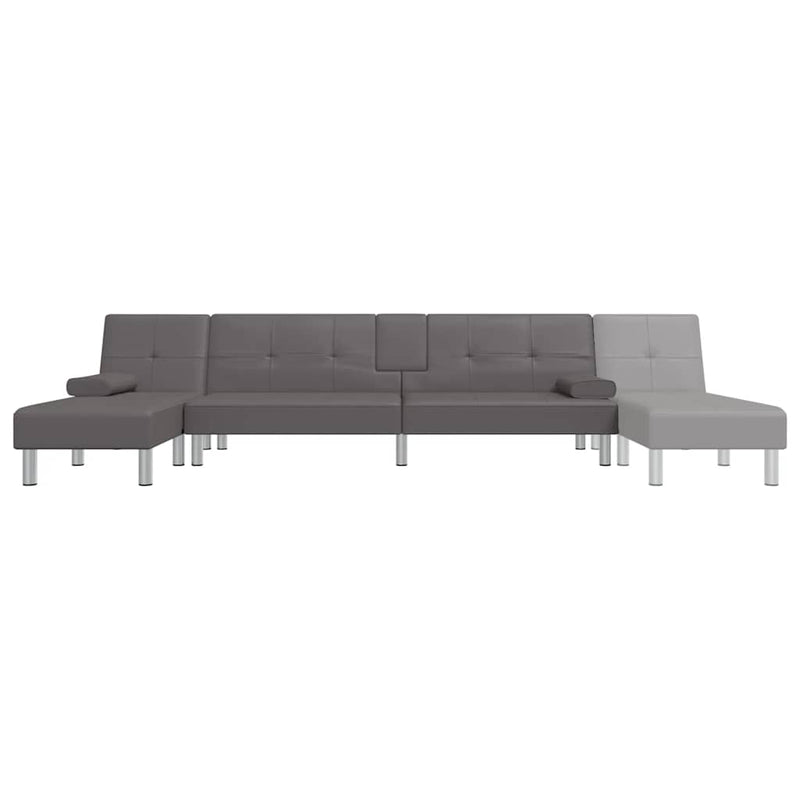 L-shaped Sofa Bed Grey 255x140x70 cm Faux Leather