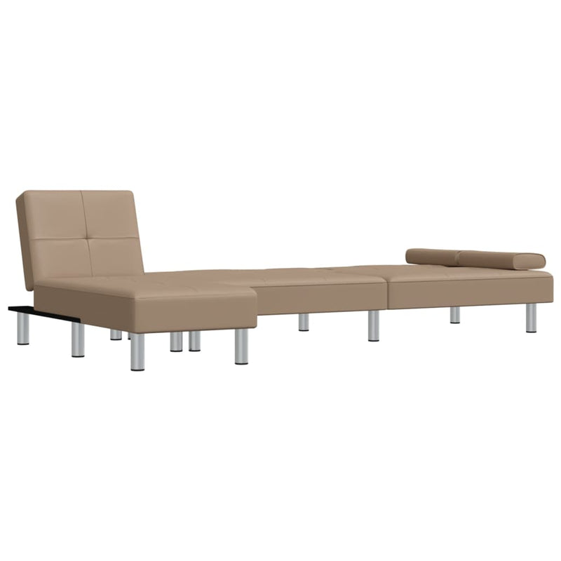 L-shaped Sofa Bed Cappuccino 255x140x70 cm Faux Leather