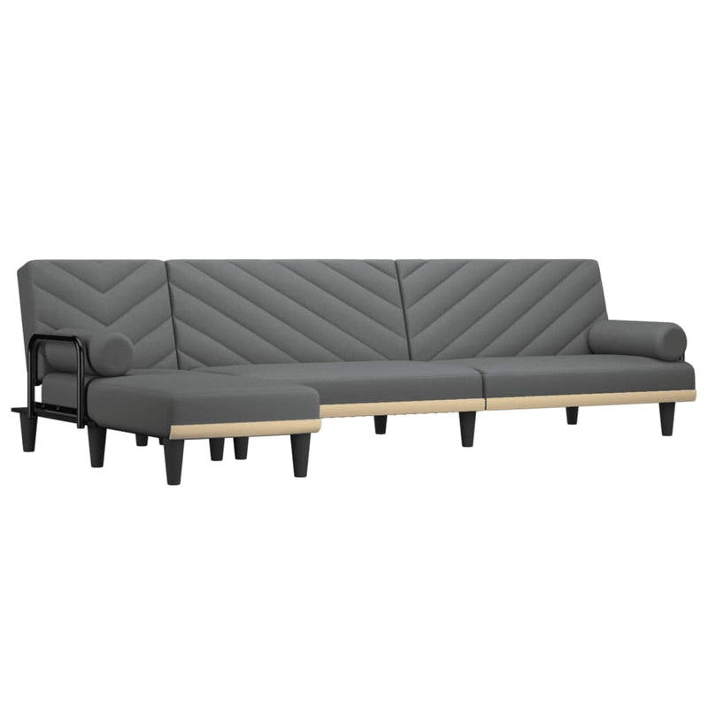 L-shaped Sofa Bed Dark Grey 260x140x70 cm Fabric