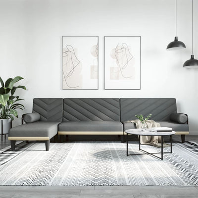 L-shaped Sofa Bed Dark Grey 260x140x70 cm Fabric