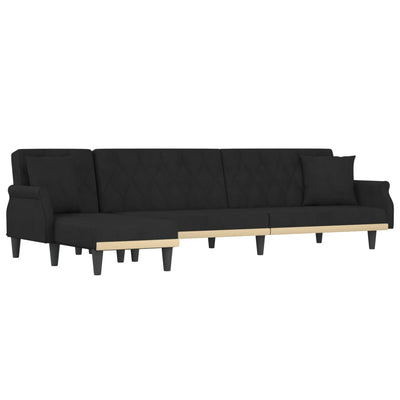 L-shaped Sofa Bed Black 271x140x70 cm Velvet