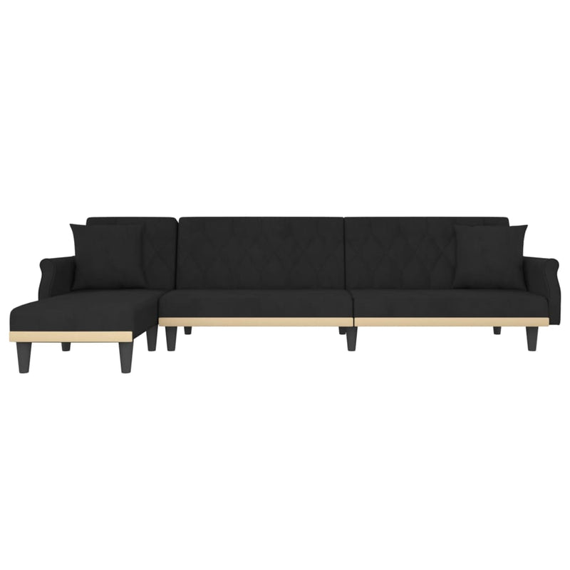 L-shaped Sofa Bed Black 271x140x70 cm Velvet