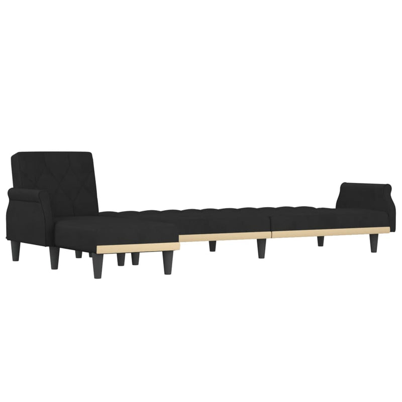 L-shaped Sofa Bed Black 271x140x70 cm Velvet