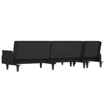 L-shaped Sofa Bed Black 271x140x70 cm Velvet