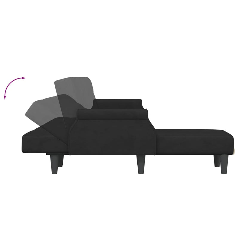 L-shaped Sofa Bed Black 271x140x70 cm Velvet