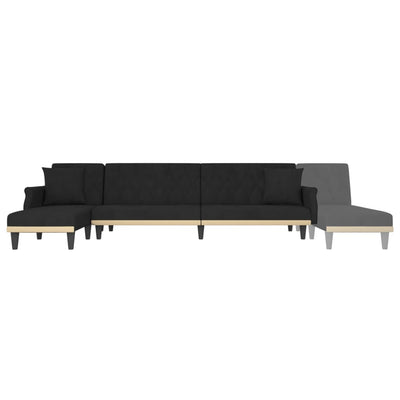 L-shaped Sofa Bed Black 271x140x70 cm Velvet