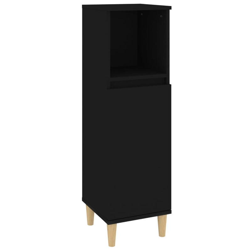 3 Piece Bathroom Cabinet Set Black Engineered Wood