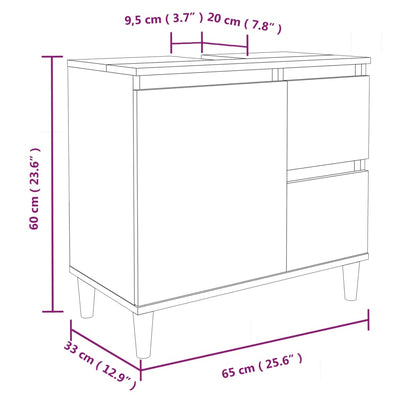3 Piece Bathroom Cabinet Set Smoked Oak Engineered Wood