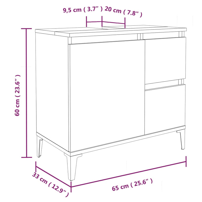 3 Piece Bathroom Cabinet Set White Engineered Wood