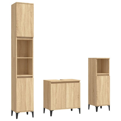 3 Piece Bathroom Furniture Set Sonoma Oak Engineered Wood