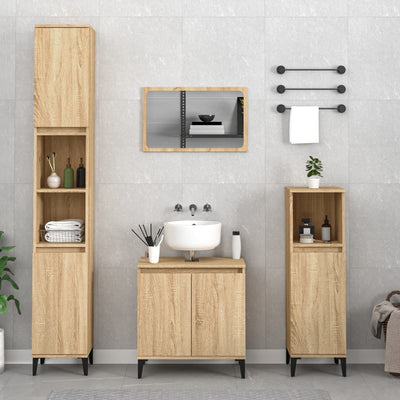 3 Piece Bathroom Furniture Set Sonoma Oak Engineered Wood