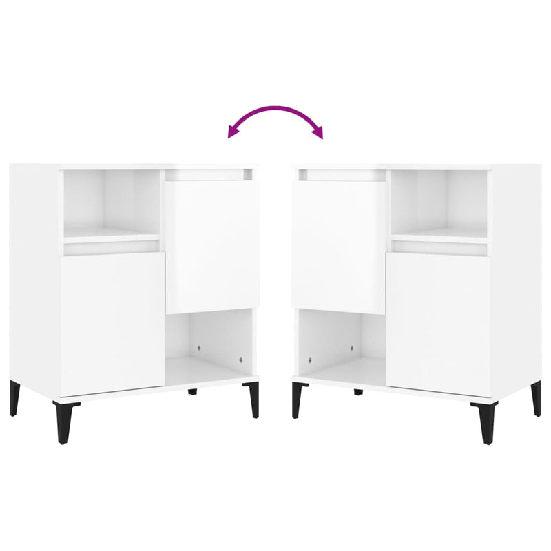 Sideboards 2 pcs High Gloss White 60x35x70 cm Engineered Wood