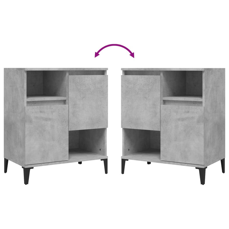 Sideboards 2 pcs Concrete Grey 60x35x70 cm Engineered Wood