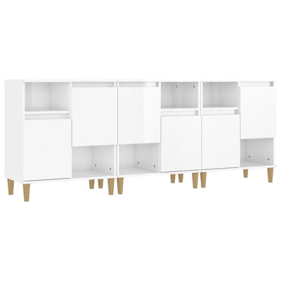 Sideboards 3 pcs High Gloss White 60x35x70 cm Engineered Wood